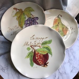 Crate & Barrel Set of 3 Verona Fruit Plate ITALY